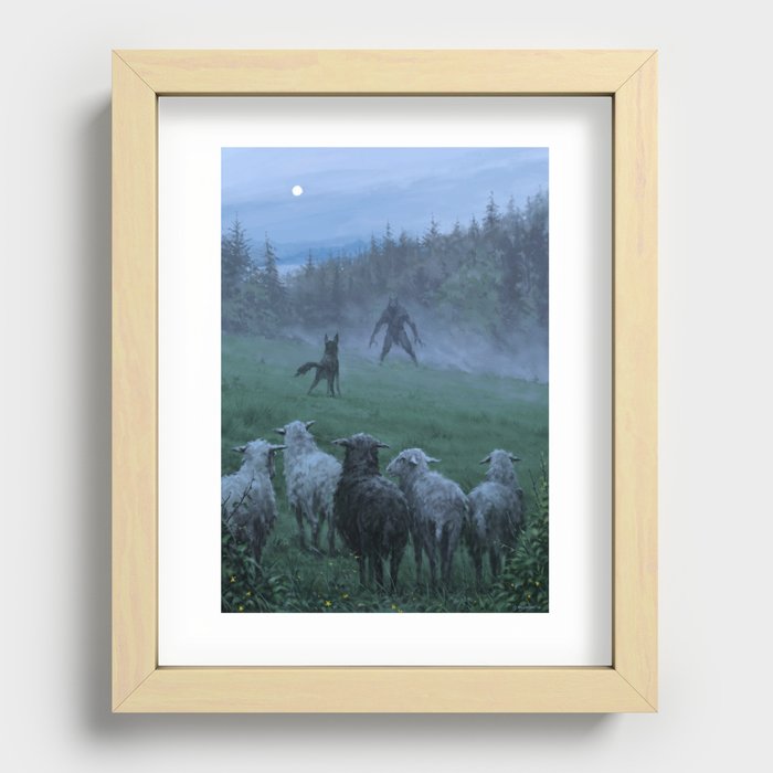 Shepherd and his faithful dog Recessed Framed Print
