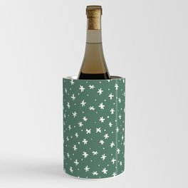 Snowflakes and dots - green and white Wine Chiller