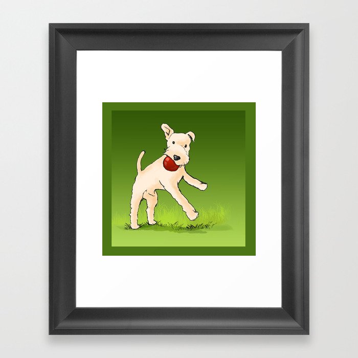 Terrier playing with ball Framed Art Print
