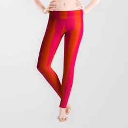 Orange Pop and Hot Neon Pink Vertical Stripes Leggings