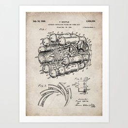 Airplane Jet Engine Patent - Airline Engine Art - Antique Art Print
