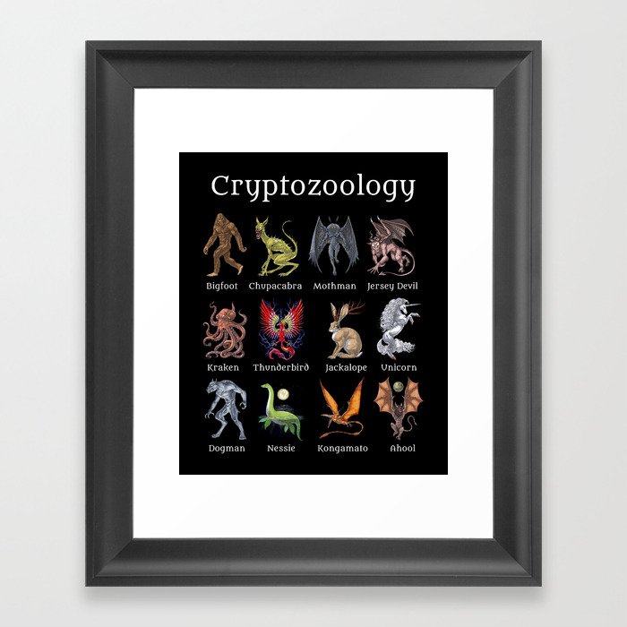 Cryptozoology Cryptid Creatures Framed Art Print