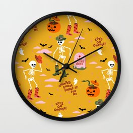 Skeleton Cowboys Wall Clock | Sad, Pumpkin, Jackolanterns, Funny, Skeleton, Snakes, Halloween, Cute, Country, Cowboy 