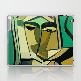 Hip cool Modern Abstract Cubist Portrait of a Girl Laptop Skin