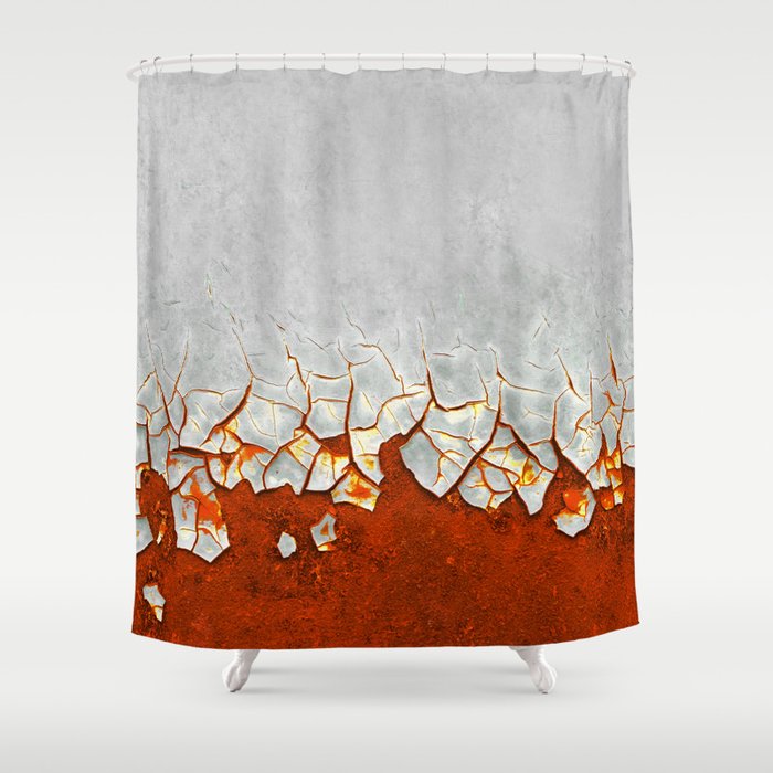 Rust And Grey Shower Curtain By, Grey And Cream Shower Curtain