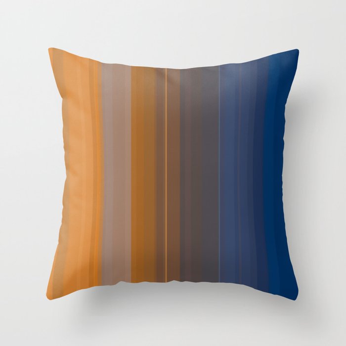 Burnt Orange and Dark Blue Stripes Throw Pillow