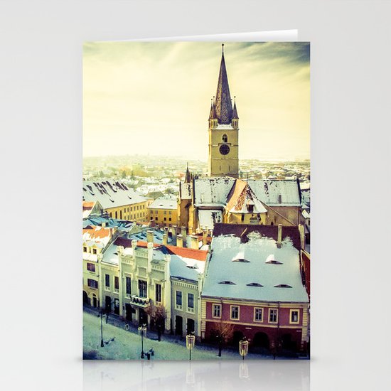 Cityscape of Sibiu, Romania Stationery Cards