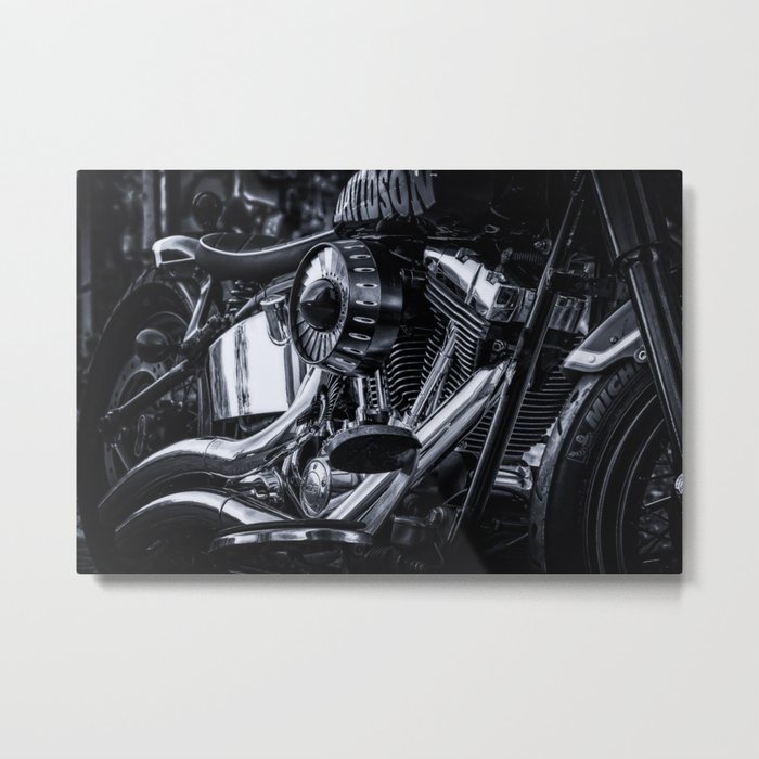 Vintage Classic Motorcycle Black and White Photography / black and white photographs Metal Print