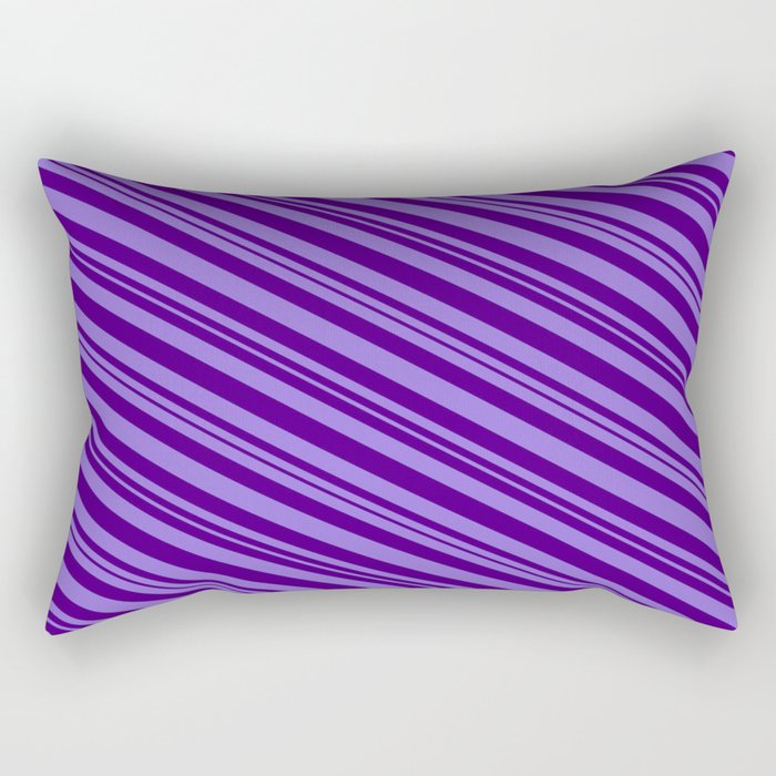 Purple and Indigo Colored Lined/Striped Pattern Rectangular Pillow