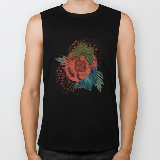 Poppies and Butterflies Pattern Biker Tank
