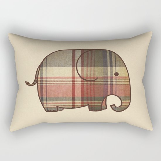 Plaid Elephant Rectangular Pillow