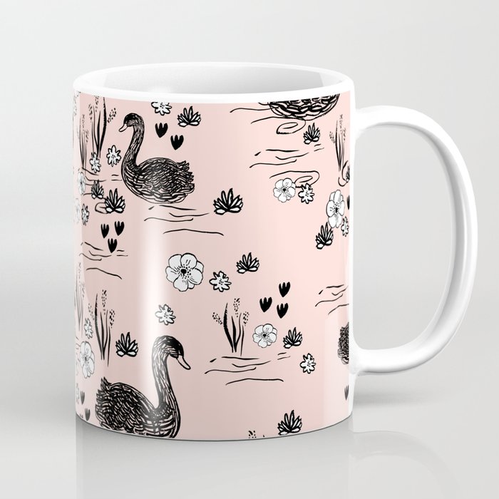 Swans painting cute girly trend cell phone case with swans pattern florals hand painted blush Coffee Mug