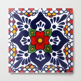 talavera mexican tile in blu Metal Print | Red, Spanish, Pattern, Tile, Digital, Decoration, Blu, Curated, Mexican, Graphicdesign 