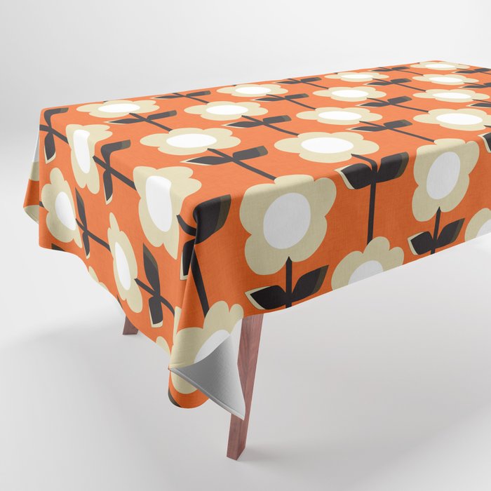 Retro Floral Orange Tablecloth