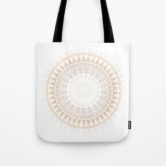 Beige White Mandala Tote Bag