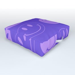 Large Very Peri Retro Smiley Face - Purple Pastel Aesthetic Outdoor Floor Cushion