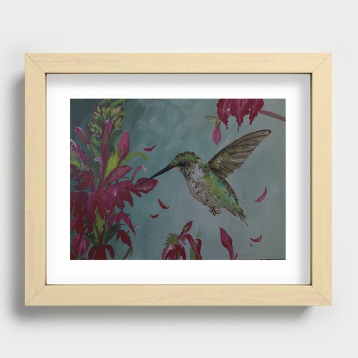 Mrs. Hummingbird Politely Eats Her Supper Recessed Framed Print
