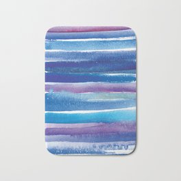Blue and Purple Watercolor / Horizontal Stripes / Abstract Water Art Bath Mat