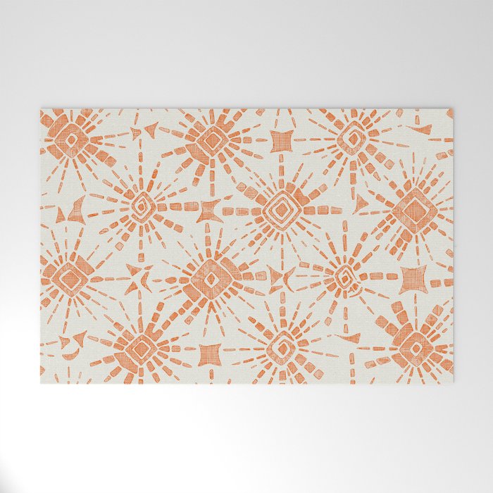 hachure shibori orange Welcome Mat