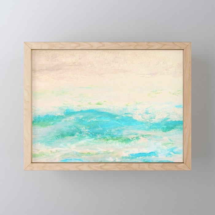 Brielle2, Light Tone, Seashore Oil Pastel Drawing Framed Mini Art Print