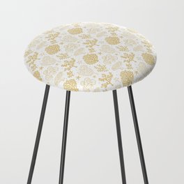Beige Coral Silhouette Pattern Counter Stool