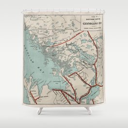 Vintage Map of Georgian Bay and Muskoka Lakes Shower Curtain