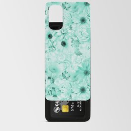 mint green floral bouquet aesthetic cluster Android Card Case