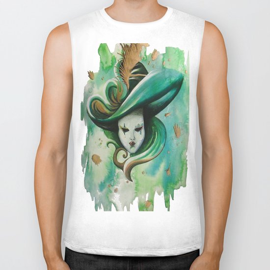 venetian mask green Biker Tank