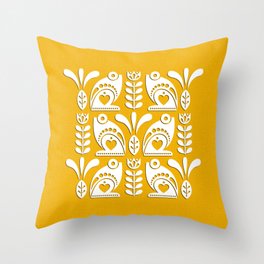 Scandi Frogs - Paper Cut _ Bg Corn Yellow Throw Pillow