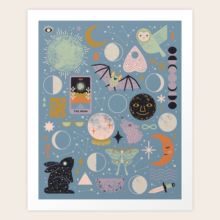 Lunar Pattern: Blue Moon Art Print by Camille Chew | Society6