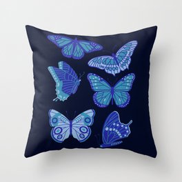 Texas Butterflies – Blue on Navy Throw Pillow