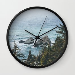 Pacific Northwest Wall Clock | Oregon, Landscape, Ocean, Day, Water, Digital, Curated, Stormy, Vintage, Color 