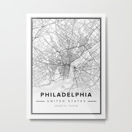 Philadelphia Modern Map Metal Print