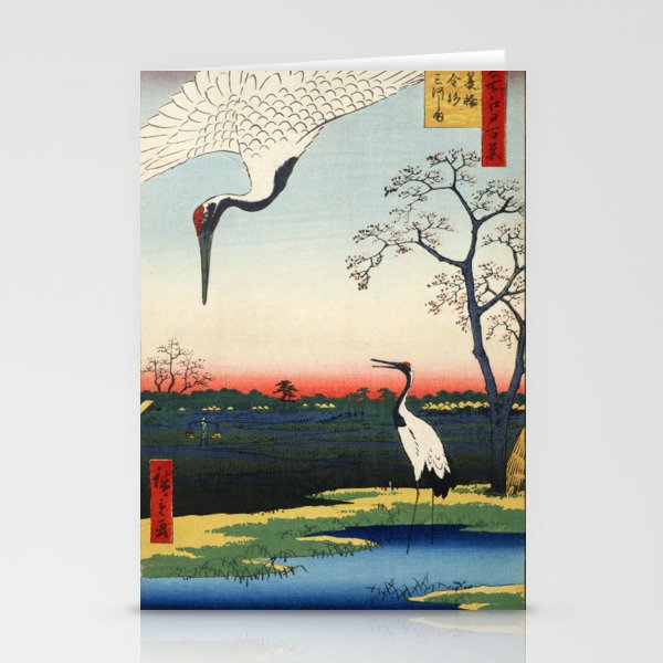 Japanese Woodblock Crane Art One Hundred Famous Views of Edo Stationery Cards