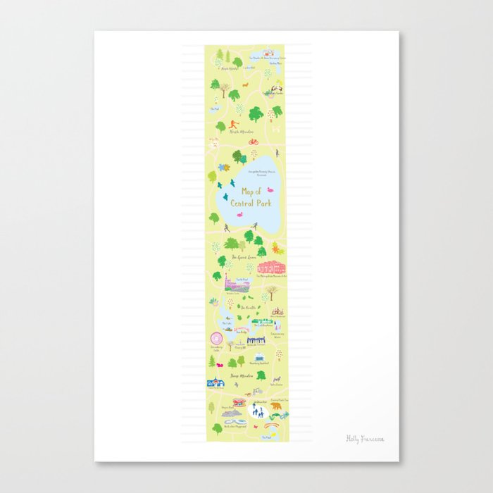 Illustrated Central Park Map, New York City Canvas Print