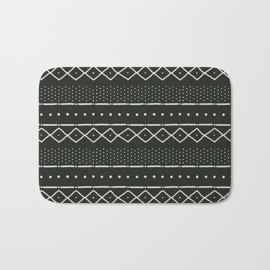 Mudcloth in bone on black Bath Mat