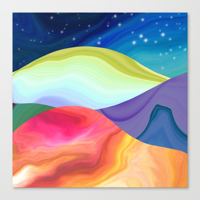 Starry Night Abstract Landscape Canvas Print