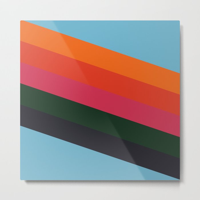 Laima - Colorful Classic Abstract Minimal Retro 70s Style Stripes Design Metal Print