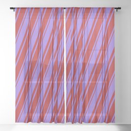 [ Thumbnail: Purple and Red Colored Lines/Stripes Pattern Sheer Curtain ]
