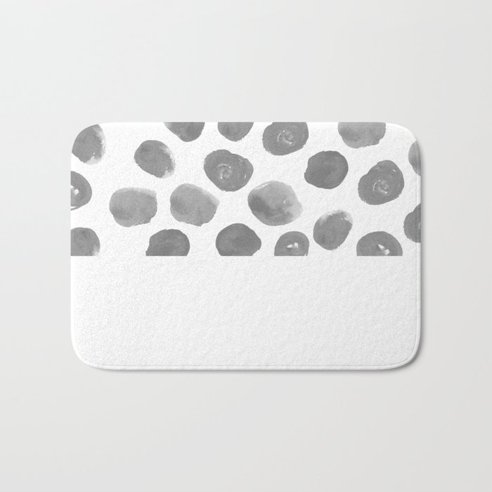 Grayson - grey and white modern brushstroke monochromatic dots abstract painting design hipster art Bath Mat