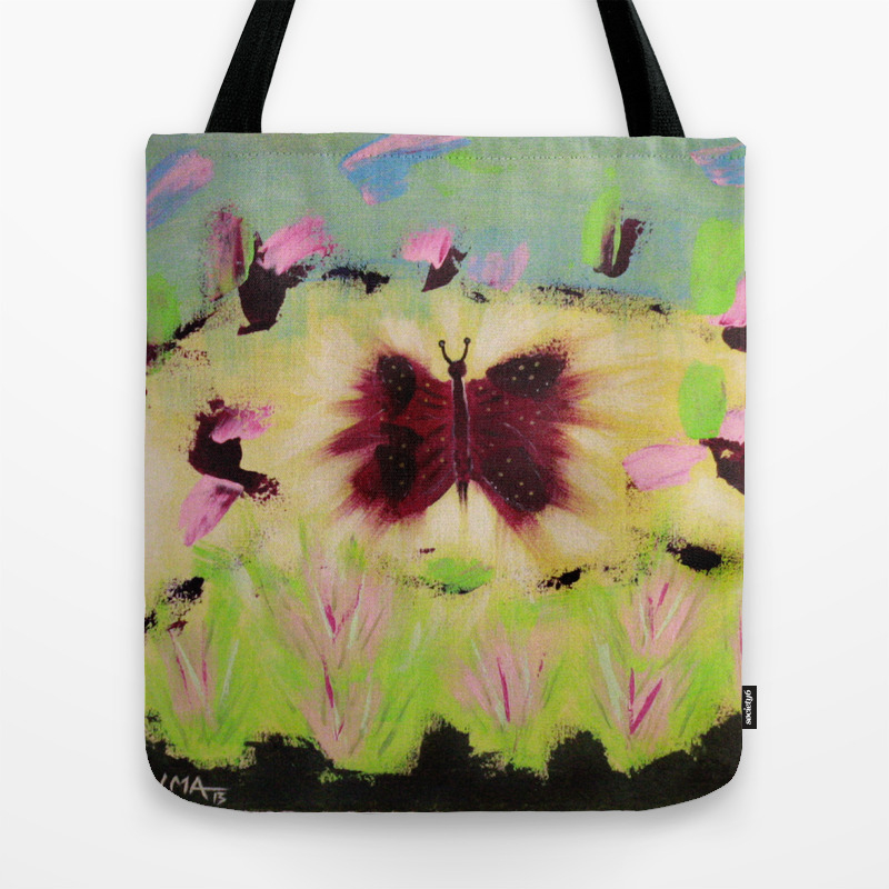 Butterfly Park Abstract Acrylic Painting Of Animals Tote Bag By