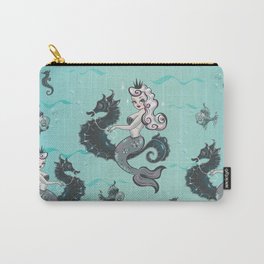 Pearla on Seahorse Carry-All Pouch | People, Vintage, Pop Art, Illustration 