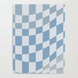 Soft blue wavy checked Poster