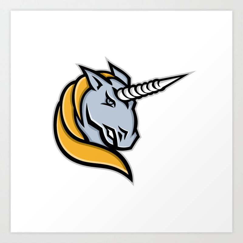 Unicorn Head Mascot Art Print By Patrimonio Society6