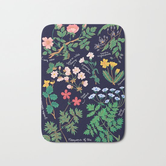 Flowers of the hedgerow Bath Mat