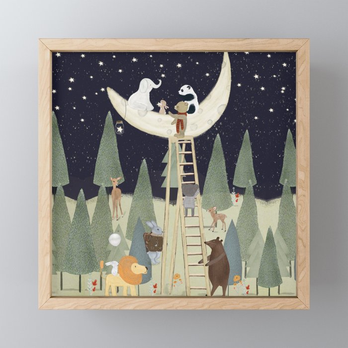 the moon forest Framed Mini Art Print