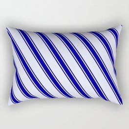 [ Thumbnail: Lavender & Dark Blue Colored Striped Pattern Rectangular Pillow ]