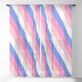 [ Thumbnail: White, Royal Blue, Hot Pink, and Light Pink Colored Stripes Pattern Sheer Curtain ]