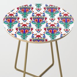 Scandinavian Style Folk Art Flower Pattern Side Table
