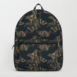 Black and Gold Butterflies Pattern Backpack